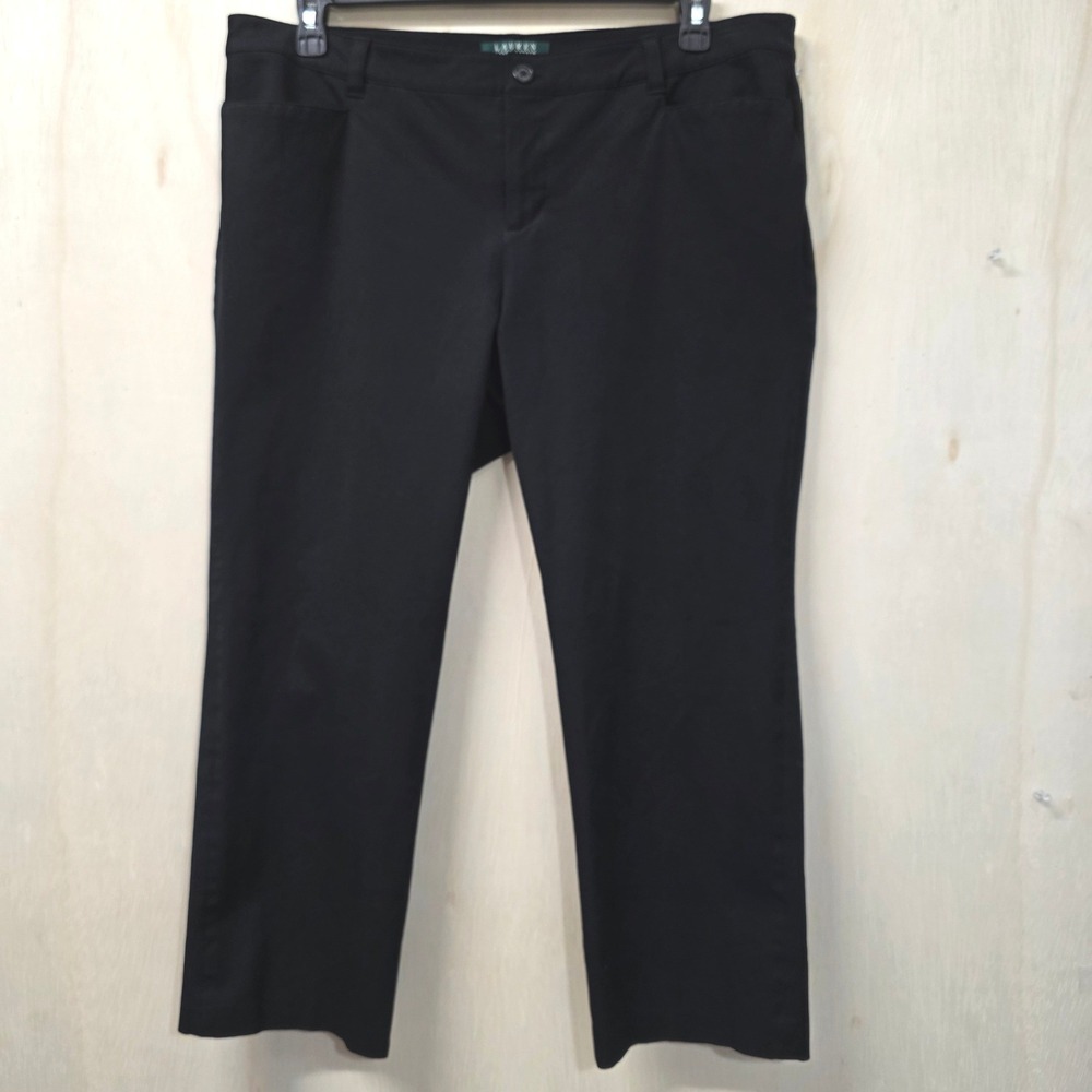 Lauren Ralph Lauren Adelle Black Slim Leg Pants Womens 16W Stretch Cotton